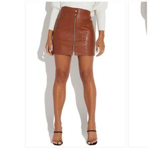 NWT Brown Leather Pocket Mini Skirt